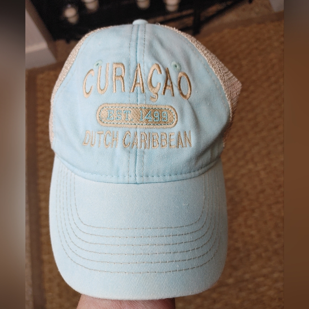 DK Embroidery CURAÇAO DUTCH CARIBBEAN Trucker Hat And Belle Headband Bundle